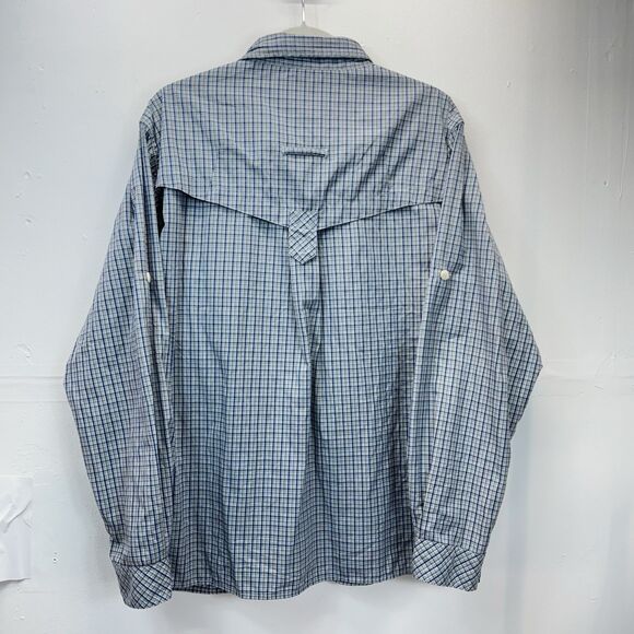 Exofficio Fishing Shirt Mens M Vented Blue White Plaid Long Sleeve Button Down - Picture 2 of 9